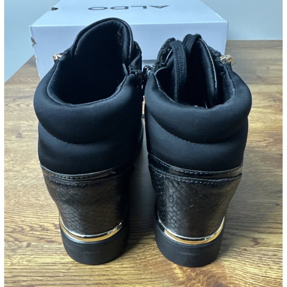 ALDO Ailannah Size 7 Black Faux Leather Lace Up/Zip Hi Top Sneakers Women’s - Picture 6 of 9
